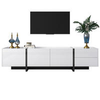 TV-SCHRANK in Weiß Hochglanz mit schwarzen Füßen, 3 Türen und 2 Schubladen 190/35/45 cm - Weiß, Holzwerkstoff (190/45/35cm) - Redom