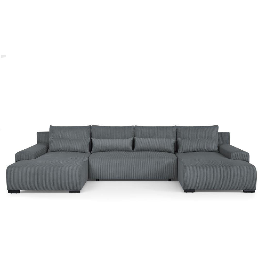 WOHNLANDSCHAFT Benny U dunkelgrau - Dunkelgrau/Schwarz, Textil/Metall (350/85/186cm) - Beautysofa