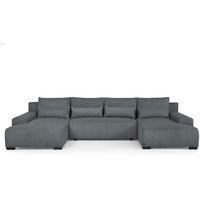 WOHNLANDSCHAFT Benny U dunkelgrau - Dunkelgrau/Schwarz, Textil/Metall (350/85/186cm) - Beautysofa