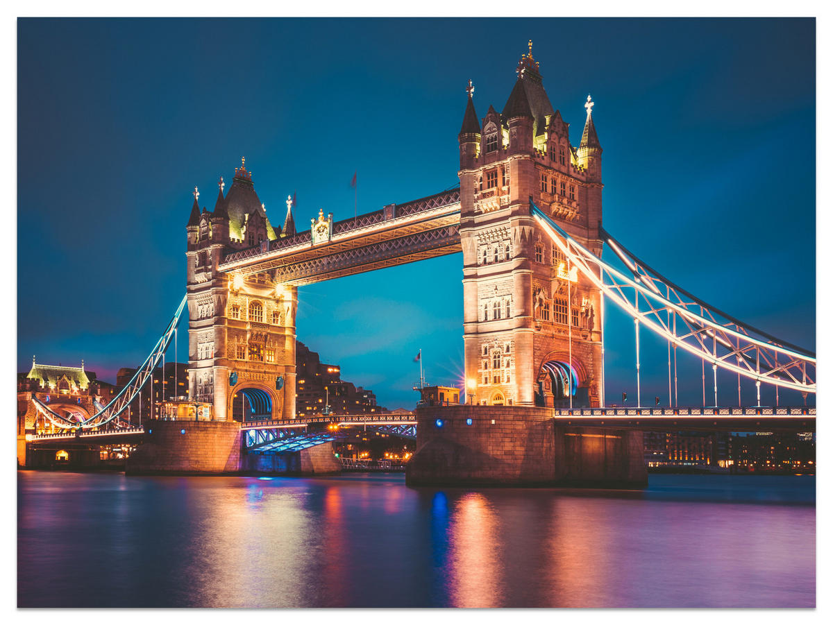 FOTOTAPETE für Wohnzimmer Tower Bridge London Thames Panorama 450x315 - Gelb/Rot, Papier (450/315cm) - Muralo