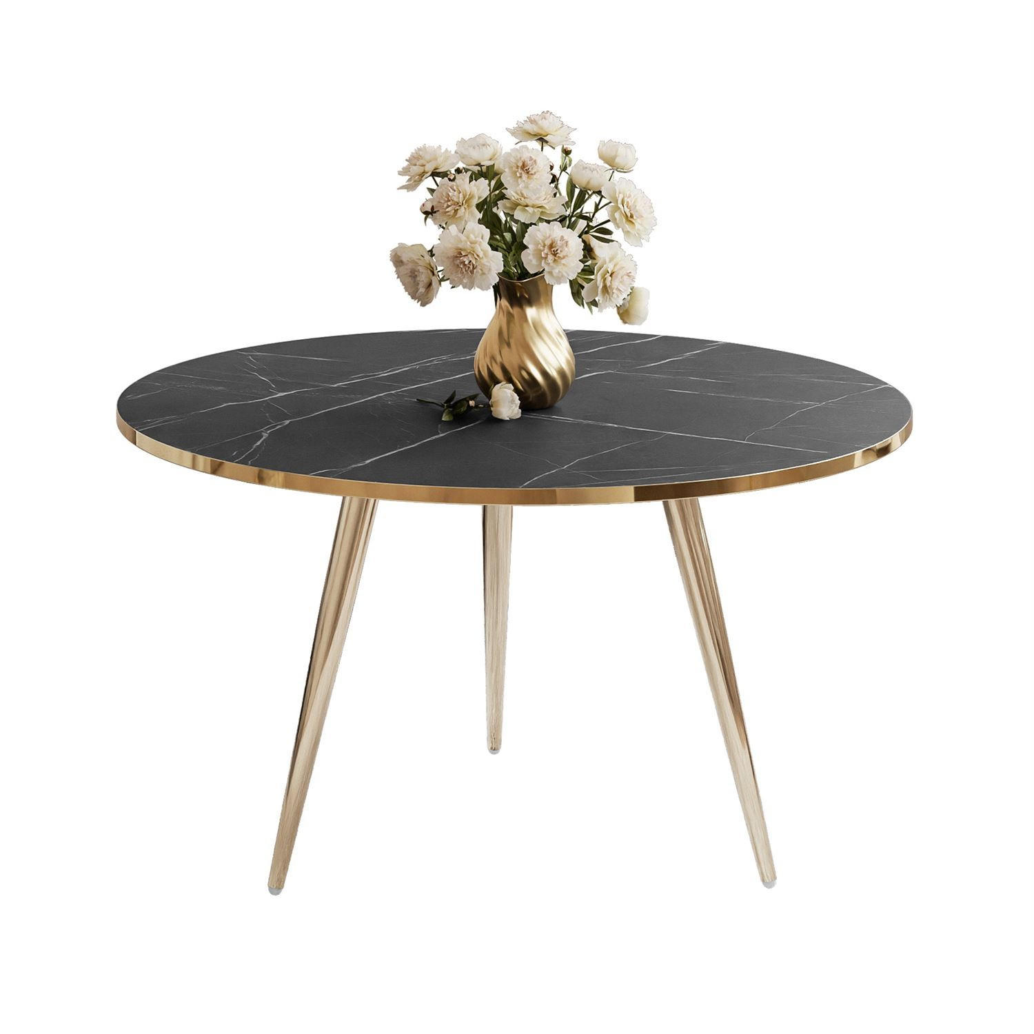 COUCHTISCH SOLEIL GOLD Schwarz Marmor, 70cm - Schwarz, Holzwerkstoff (50/70/47cm) - Lookway