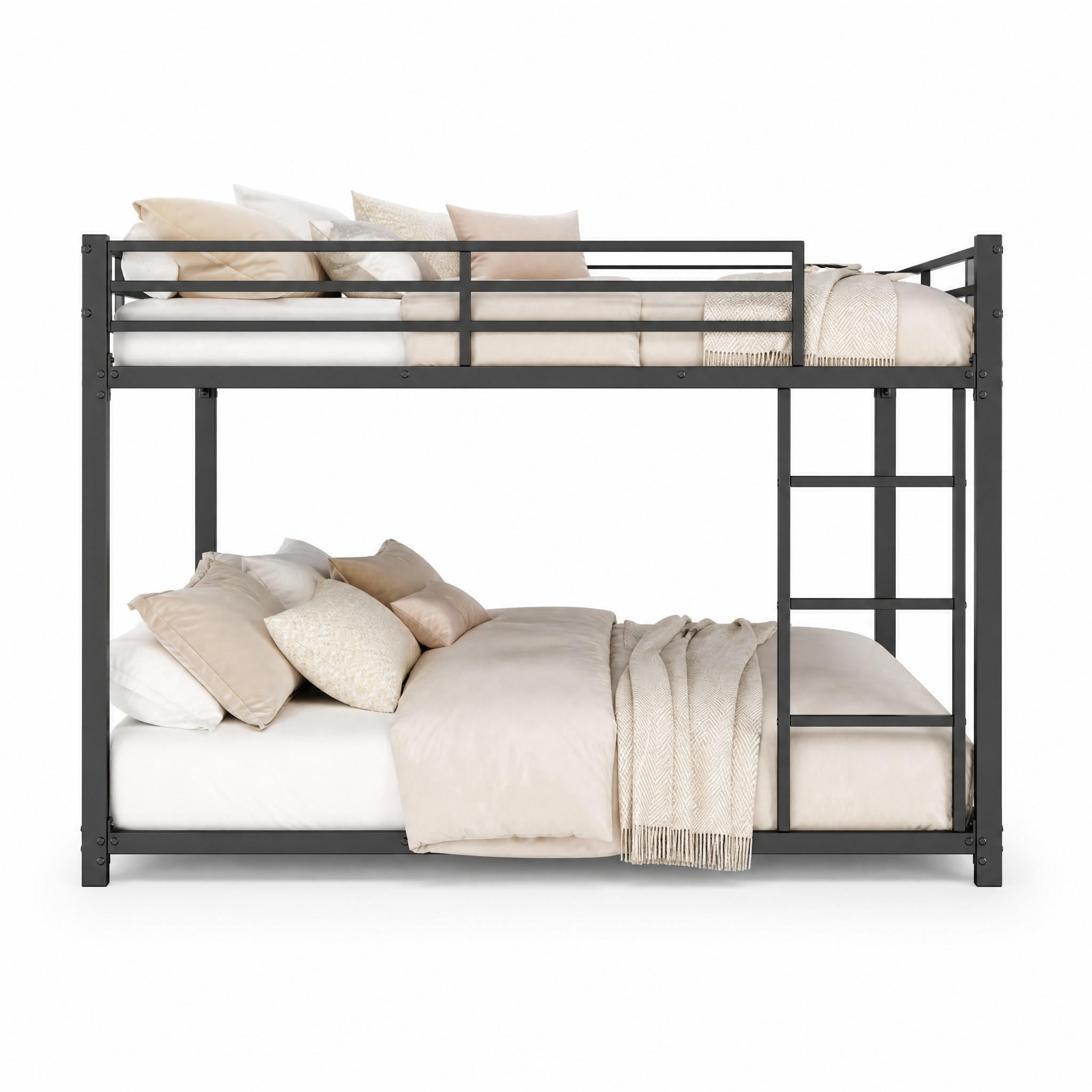 ETAGENBETT 140/200 cm & 140/200 cm in Schwarz Kinderbett mit Sicherheitsleisten - Schwarz, Metall (140/200cm) - STILVORA