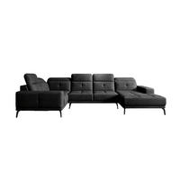 WOHNLANDSCHAFT mit Sitztiefenverstellung, wasserabweisender Nube-Stoff der Spitzenklasse - Anthrazit/Schwarz, Textil/Metall (350/77/210cm) - Eltap