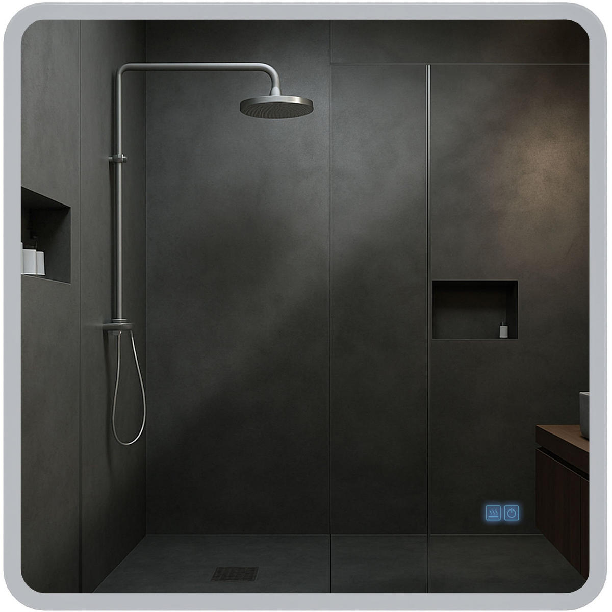 BADSPIEGEL Wien 80x80 Bluetooth 80x3,5x80cm Glas Klarglas Badezimmerspiegel - Klar, Glas (80/80/3.5cm) - DELUKE