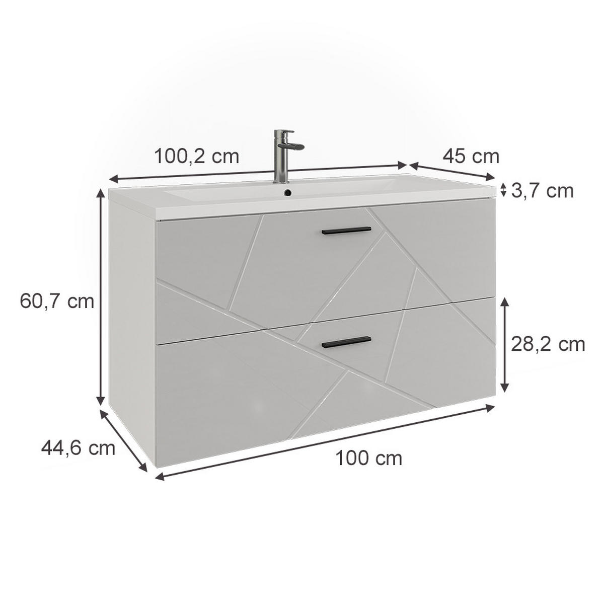 SADA KOUPELNOVÉHO NÁBYTKU Irma Bílá/bílý vysoký lesk - vysoce lesklá bílá, kompozitní dřevo (100/58.5/46cm) - Vicco