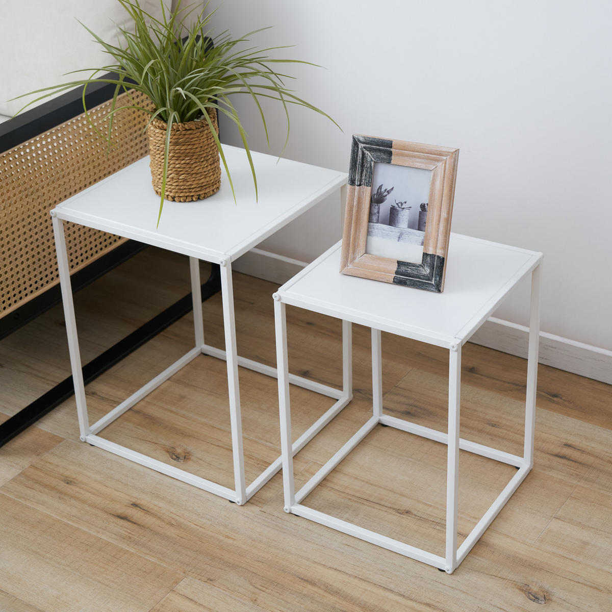 COUCHTISCH THEMI 2er Set Metall Weiß - Weiß, Metall (35/35/45cm) - SVITA