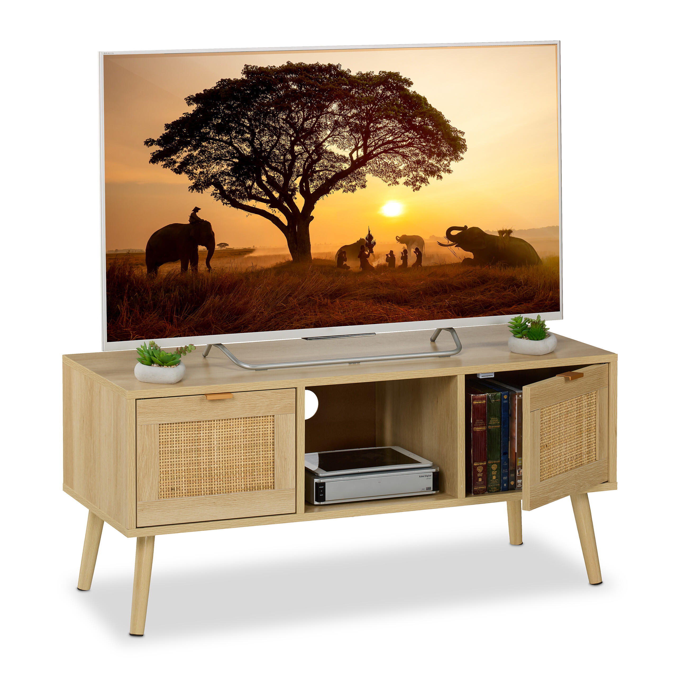 TV-LOWBOARD - Hellbraun, Holz/Holzwerkstoff (100/45.5/40cm) - Relaxdays
