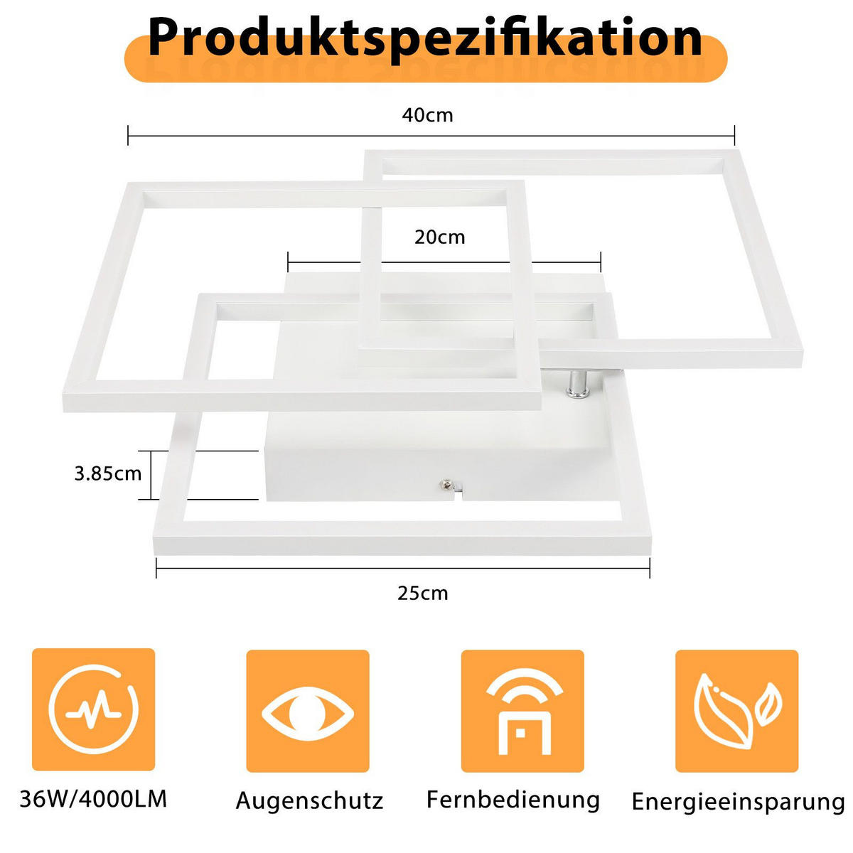 LED-DECKENLEUCHTE Maloney 40/40/9 cm - Weiß, Metall (40/40/9cm) - Nettlife