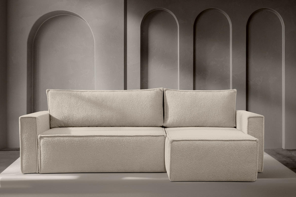 ECKSOFA-LINKS/RECHTS NAPI II mit Schlaffunktion, elfenbein - Creme/Weiß, Textil (246/148cm) - KONSIMO®