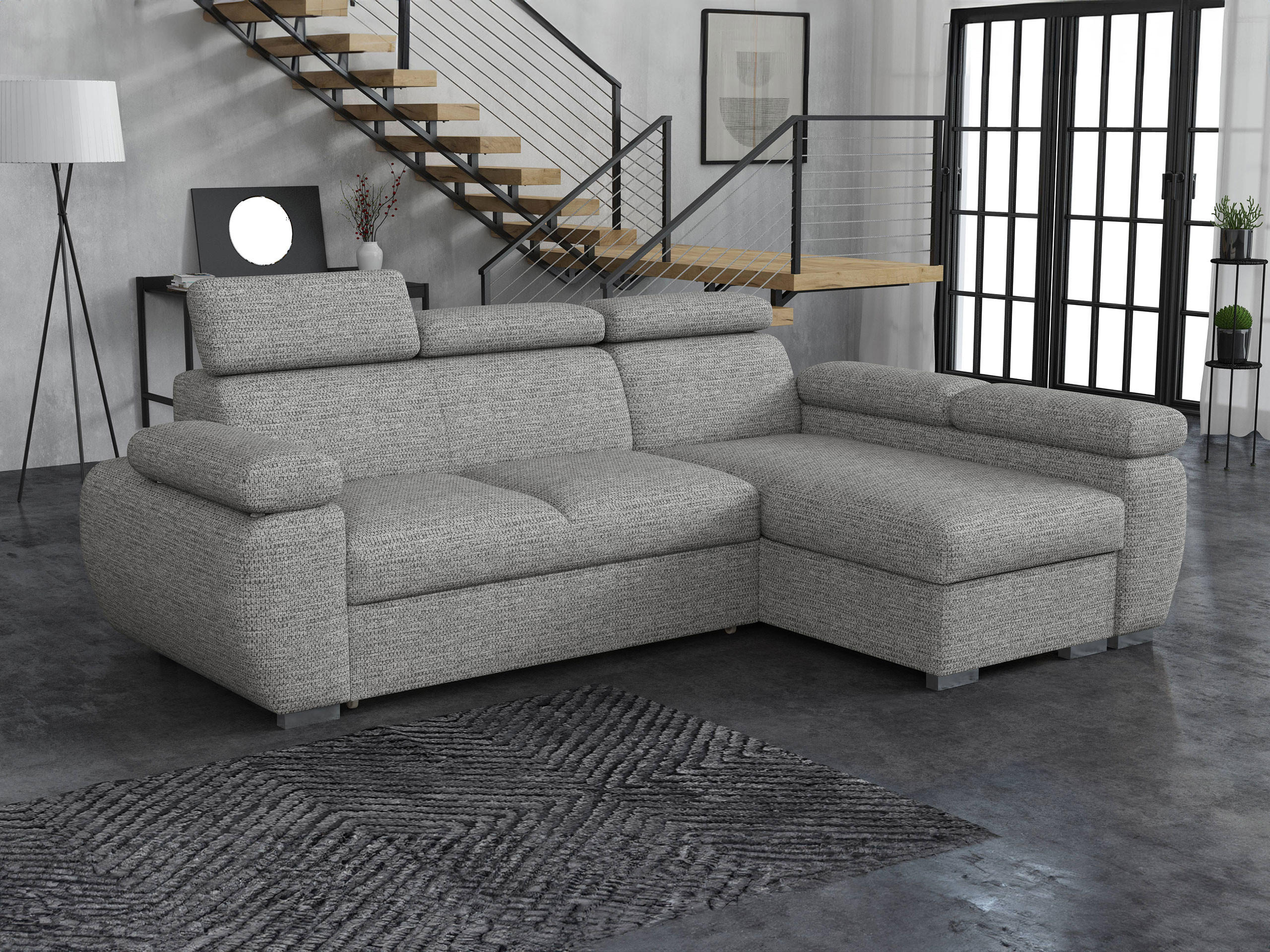 ECKSOFA Boston Mini, Seite: Rechts - 2R+LC - Chromfarben/Graphitfarben, Holz/Textil (255/170cm) - MIRJAN24