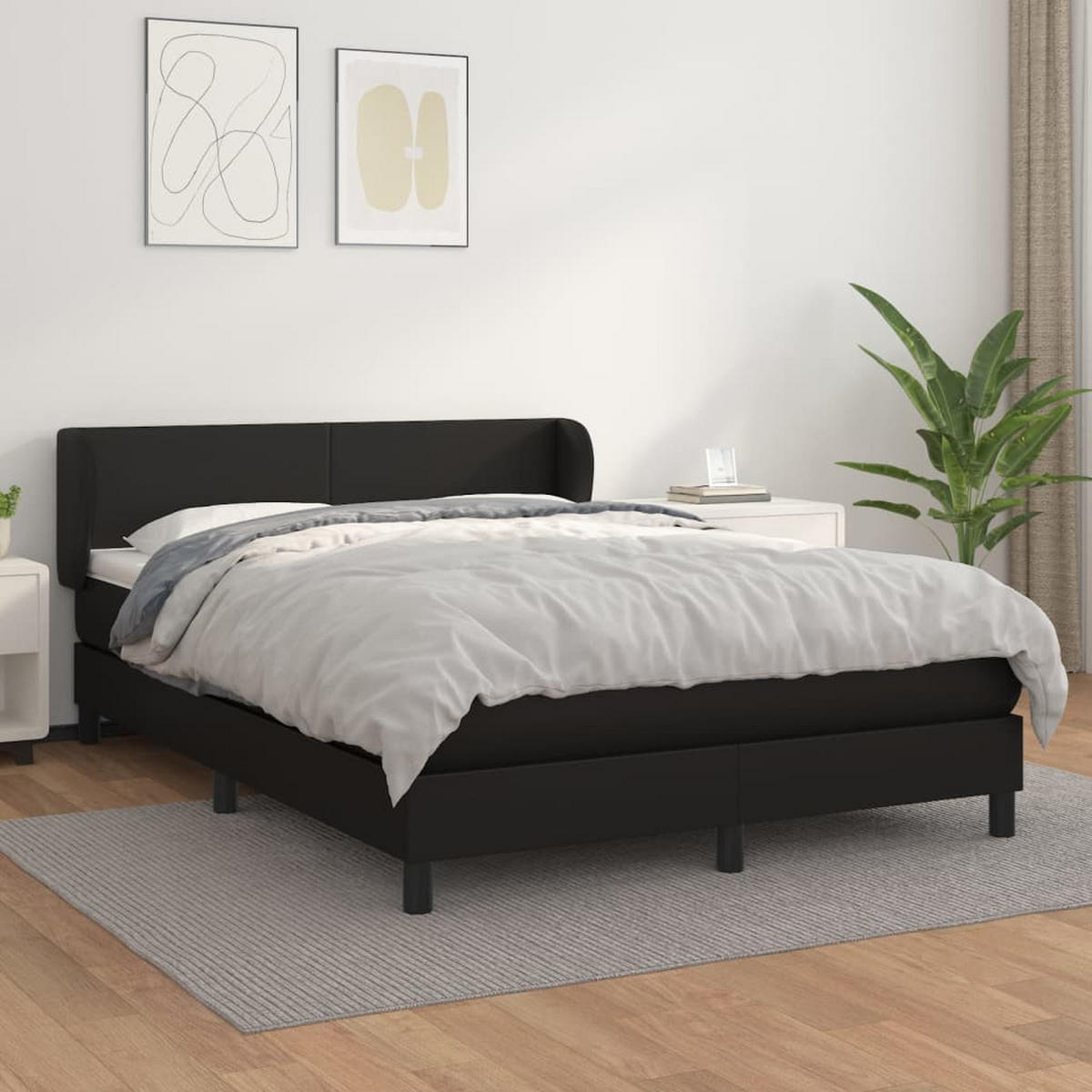 BOXSPRINGBETT Mit Matratze Schwarz 140/190 Cm Kunstleder - Weiß, Leder/Textil (140/190cm) - vidaXL