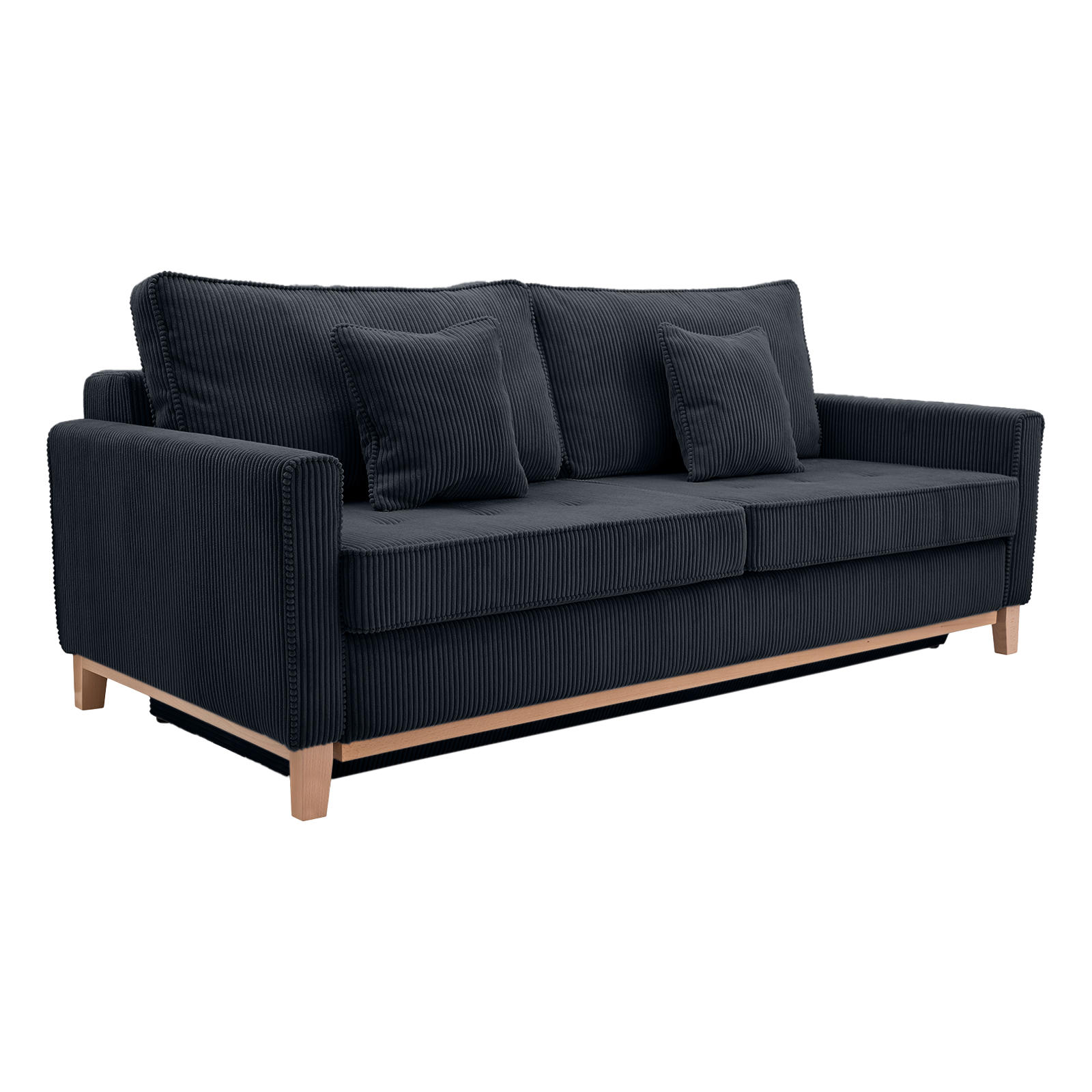 SOFA AVERIS mit Schlaffunktion, Anthrazit - Schwarz, Textil (214/91/104cm) - Fedve
