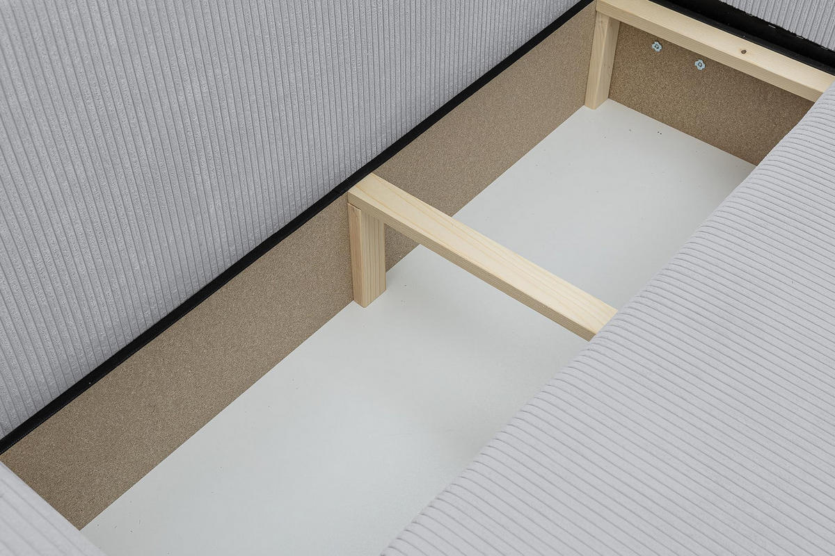 ECKSOFA Luna XL mit Schlaffunktion und Bettkasten Cord-Stoff (Grau) - Grau, Textil (274/142cm) - VENASI MÖBEL