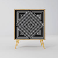 SIDEBOARD POLYGON ILLUSION, Eichefarben, 57,5x42x75,5 cm, Goldfarbene Metallfüße - Eichefarben/Goldfarben, Holzwerkstoff/Metall (57.5/75.5/42cm) - SpaceRebels