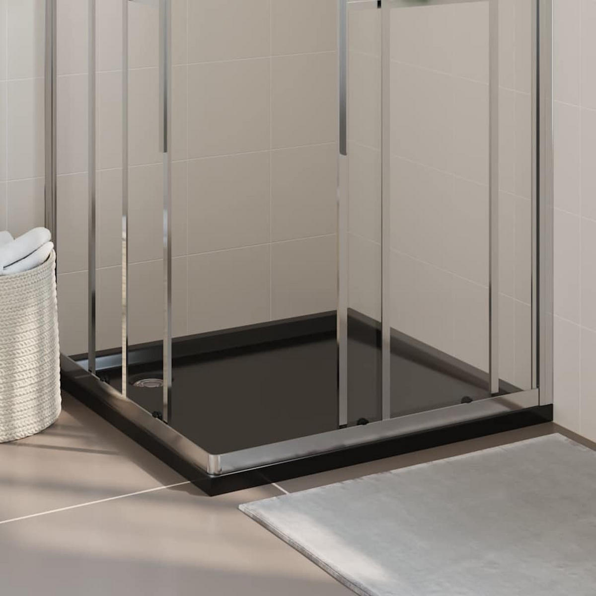 DUSCHTASSE Quadratisch Schwarz 90/90 Cm - Schwarz, Glas (90/4/90cm) - vidaXL