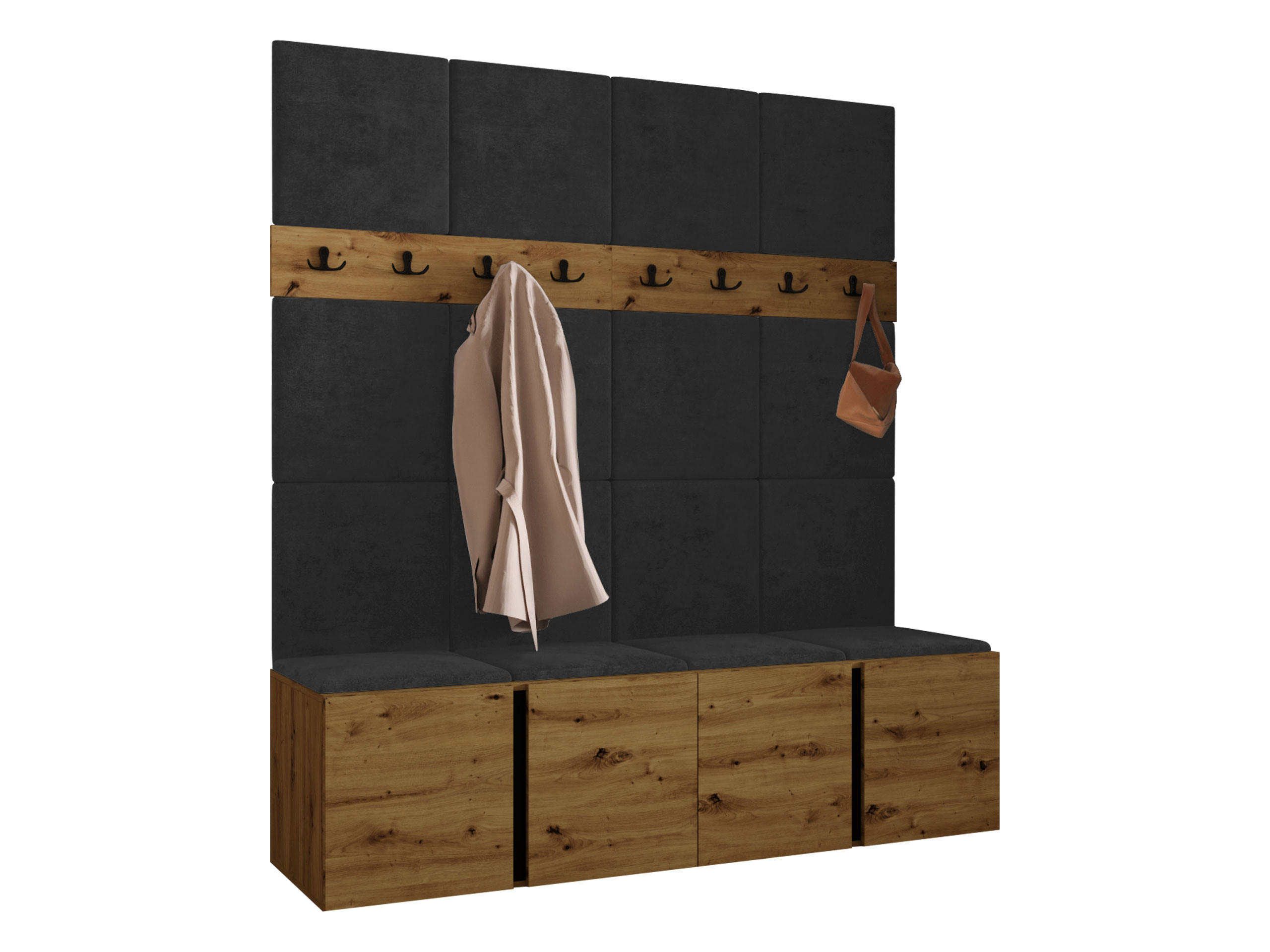 MOBILIER PENTRU HOL Orion V - stejar Artisan/antracit, material plastic/compozit lemnos (168/186/46cm) - MIRJAN24