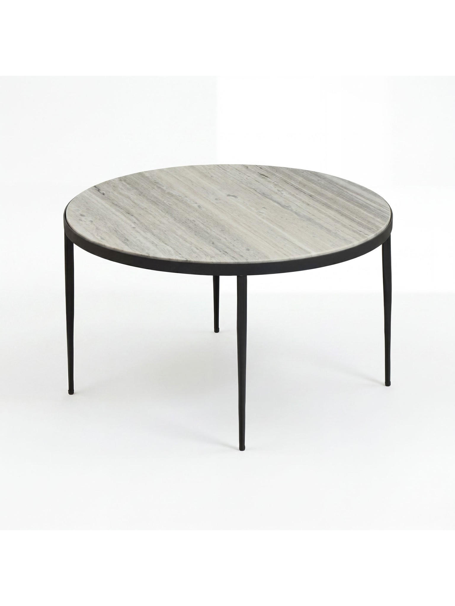 COUCHTISCH OMBRONE, Marmor, Grau-Marmoroptik, Ø 70 x 42 cm - Schwarz/Weiß, Stein/Metall (70/70/42cm) - KADIMA DESIGN