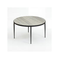 COUCHTISCH OMBRONE, Marmor, Grau-Marmoroptik, Ø 70 x 42 cm - Schwarz/Weiß, Stein/Metall (70/70/42cm) - KADIMA DESIGN