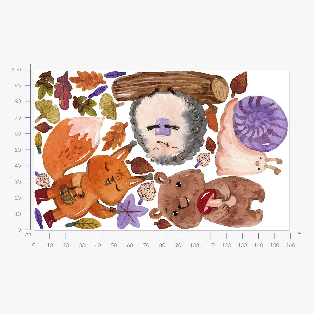 WANDAUFKLEBER 100x160cm - Herbstfarben - Multicolor, Kunststoff (100/160/0.1cm) - Wallfluent