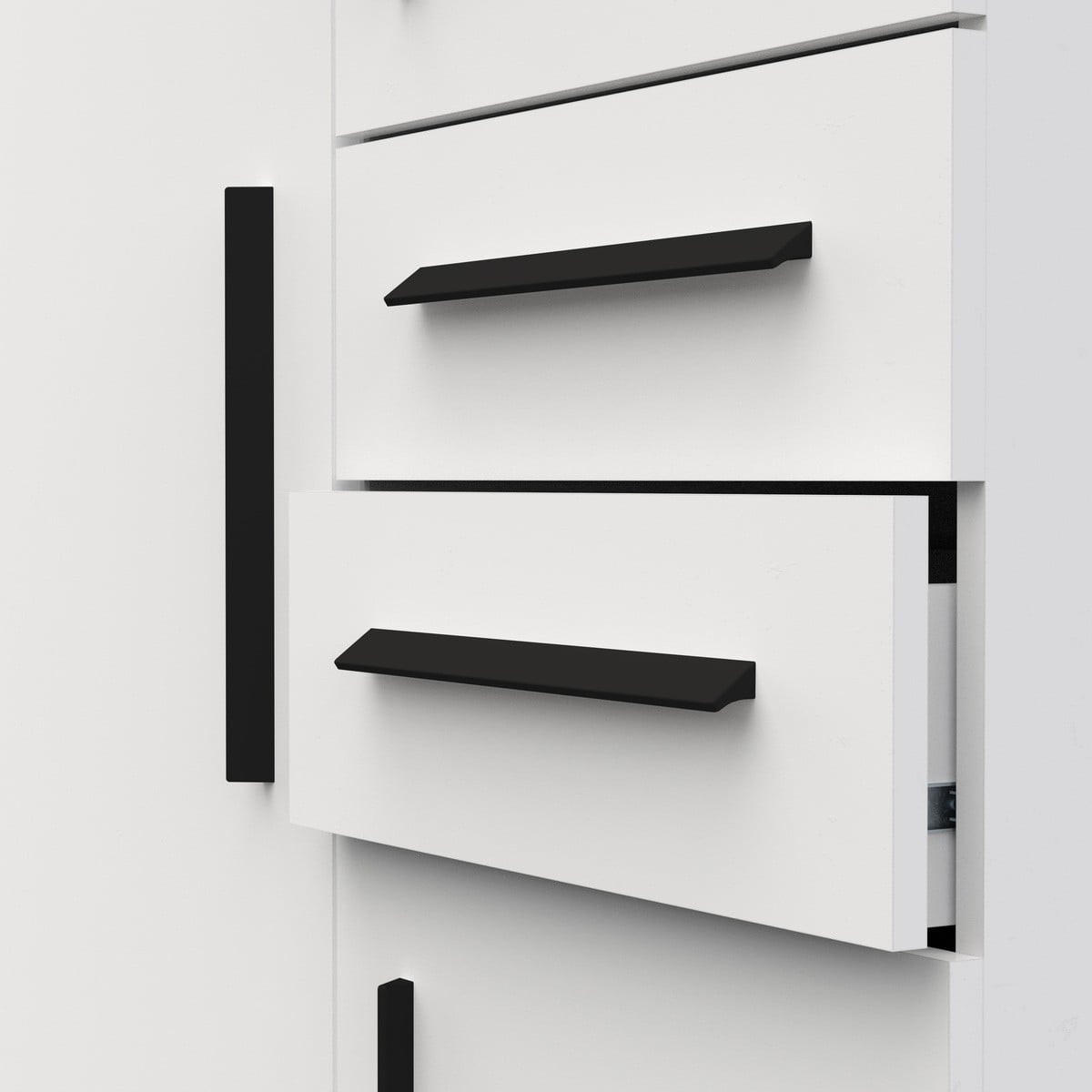 KLEIDERSCHRANK mit 3 Türen und 2 Schubladen in mattweiß 90,4/50/188 cm - Weiß, Holzwerkstoff (50/188/105.9cm) - Calicosy