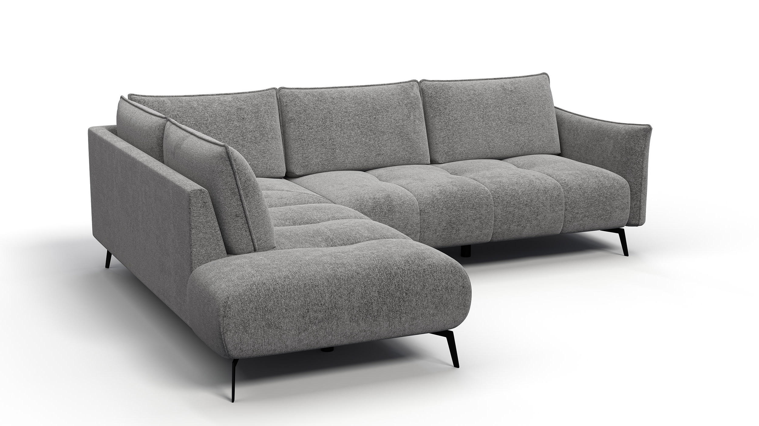 ECKSOFA AERA 5-Sitzer links, platingrau - Schwarz/Grau, Holz/Textil (268/206cm) - Courtois Laville