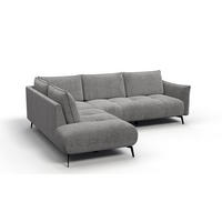 ECKSOFA AERA 5-Sitzer links, platingrau - Schwarz/Grau, Holz/Textil (268/206cm) - Courtois Laville