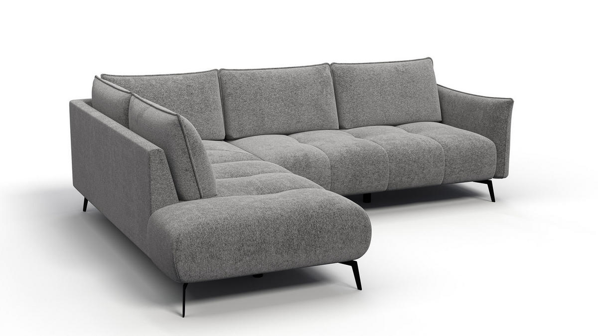 ECKSOFA AERA 5-Sitzer links, platingrau - Schwarz/Grau, Holz/Textil (268/206cm) - Courtois Laville