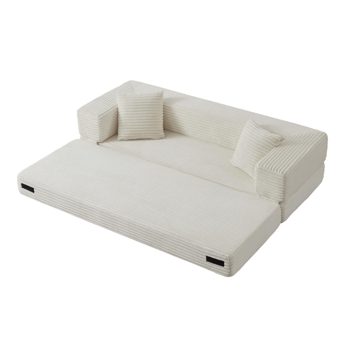 SCHLAFSOFA DE-34899 quadratisch mit Bettfunktion Weiß - Weiß, Textil (200/60/76cm) - ComfortXL