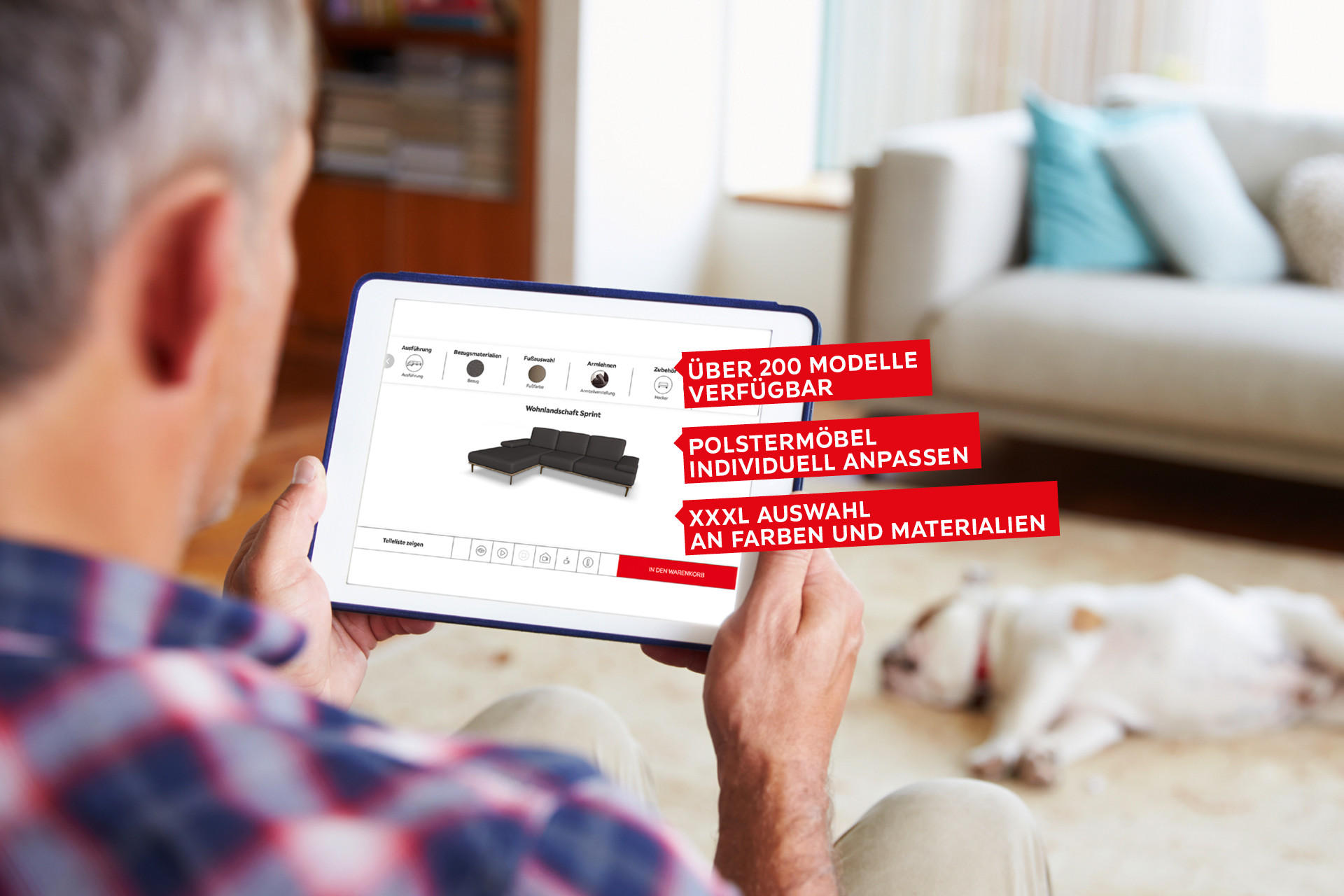 Über 200 Modelle Verfügbar, Polstermöbel individuell anpassen, XXL Auswahl an Farben und Materialien