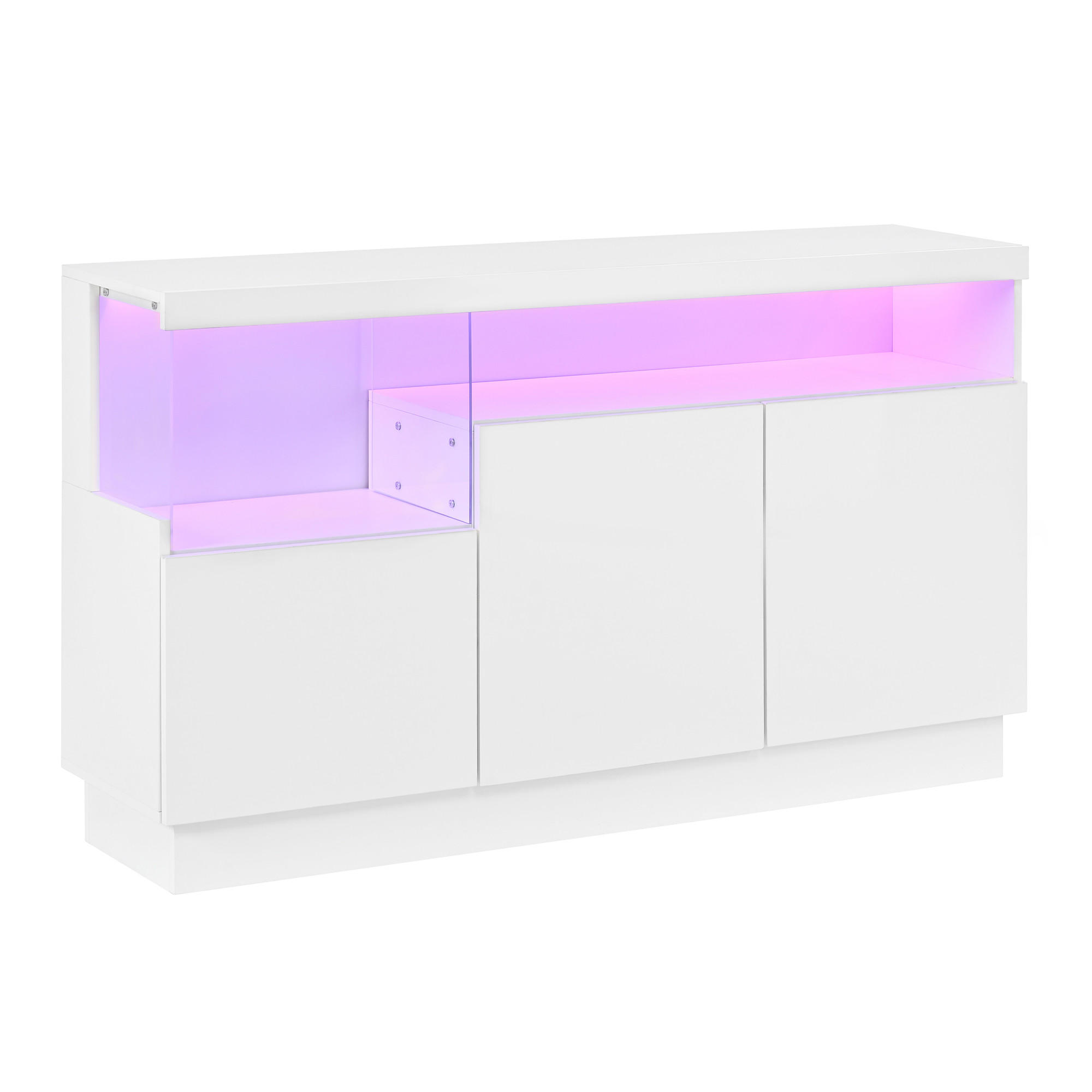 SIDEBOARD DE-37502 140/36/80 cm mit LED-Beleuchtung Weiß Hochglanz - Weiß, Holzwerkstoff (140/80/36cm) - ComfortXL