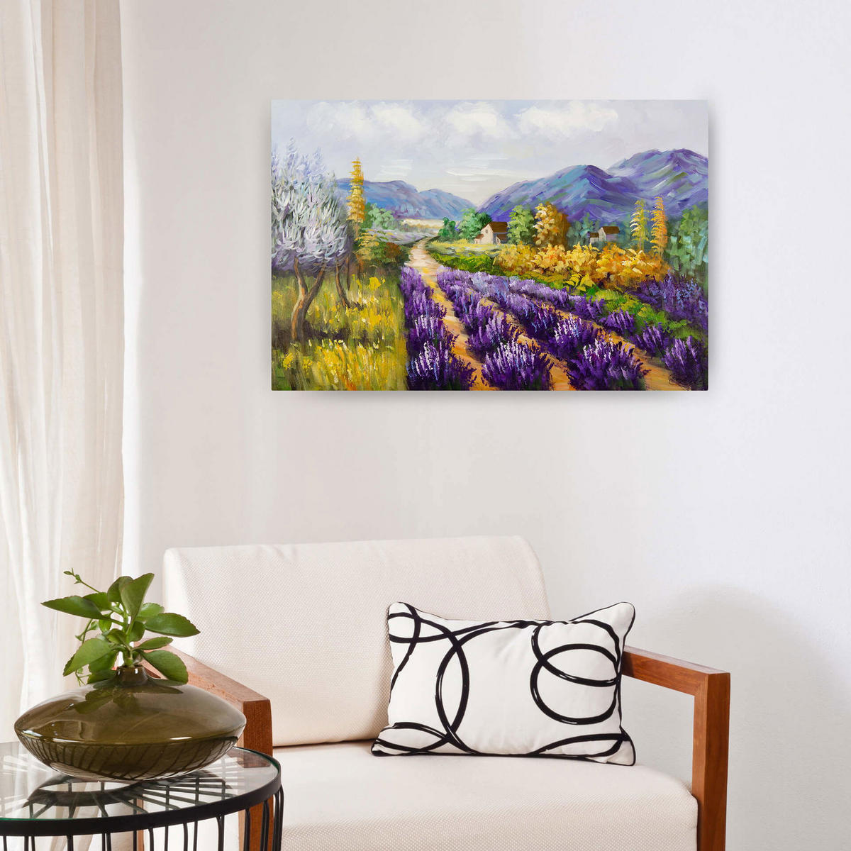 ACRYLBILD HANDGEMALT 90/60 cm - Lila, Holz/Textil (1.5/60cm) - KUNSTLOFT