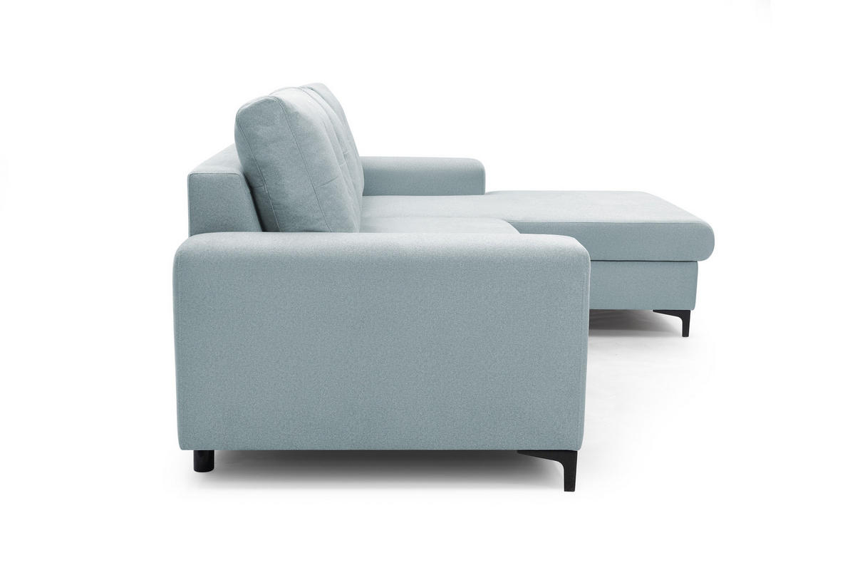 ECKSOFA AVRA L-förmig, mit Stauraumbehälter-in RINO-Stoff, Komfort & Eleganz, lose Rückenkissen, freistehend, RECHTS 251x165x85 cm Light blue - Hellblau, Holz/Textil (251/165cm) - DomoHome