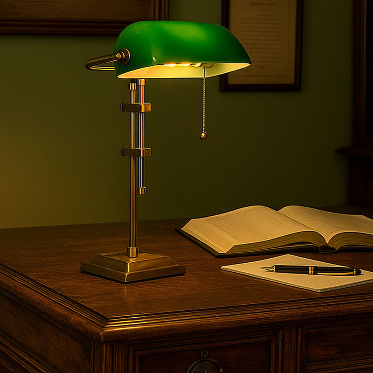 LED TISCHLEUCHTE Antique Grün Messing - Grün, Glas (26/26/33cm) - Globo Lighting