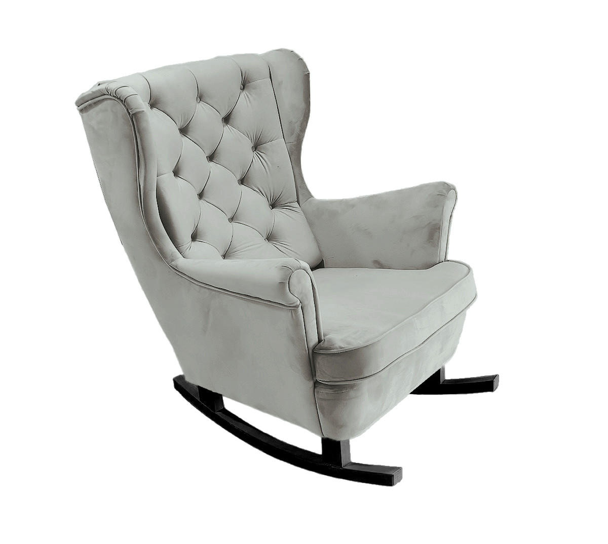 SCHAUKELSESSEL mit gepolstertem Sitz und Armlehnen, 102x81x95 cm, Asche_29855 - Hellgrau/Schwarz, Holz/Textil (81/102/95cm) - DomoHome