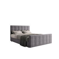 BOXBETT Mit Bettkasten Und Matratze Topper ROMA 120x200 cm Grau H3-Bonell - Dunkelblau/Grau, Holz/Holzwerkstoff (120/200cm) - Kaiser Möbel
