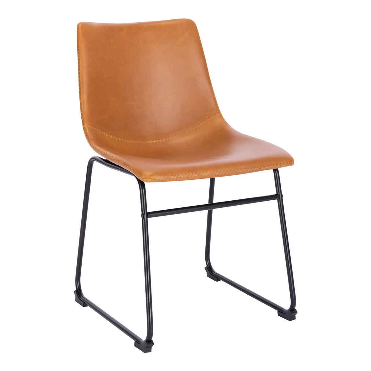 ESSZIMMERSTUHL HARRY 2er Set Kunstleder Cognac - Rotbraun/Schwarz, Textil/Metall (46/79/41cm) - SVITA