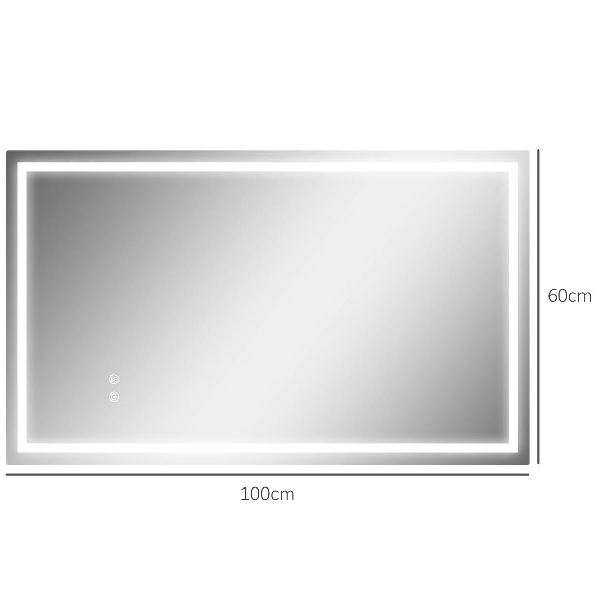 BADSPIEGEL mit Beleuchtung 100x60 cm LED Spiegel mit Vor- und Hinter Beleuchtung - Transparent, Metall (60/3/100cm) - HOMCOM