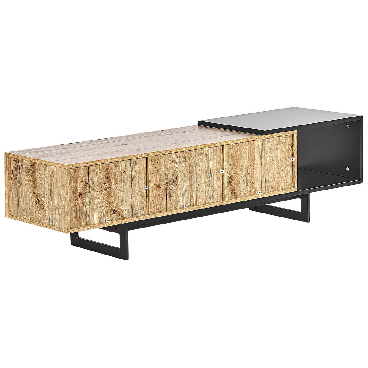 TV-MÖBEL Hellbraun, Schwarz FIORA 39/160/44 cm - Hellbraun, Holzwerkstoff (160/44/39cm) - Beliani