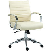BÜROSTUHL Rynex Echtleder creme - Chromfarben/Creme, Leder/Metall (57/100/62cm) - TPFLiving
