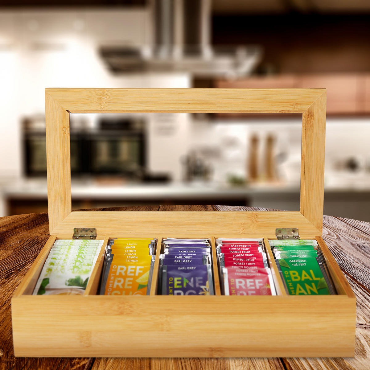 TEEBOX - Hellbraun, Holz/Kunststoff (37/9/20cm) - Relaxdays