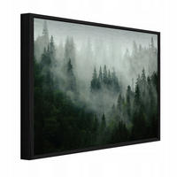BILDER mit Rahmen Wald im Nebel Natur Grün 120x80 cm - Multicolor, Metall (120/80cm) - Wallarena