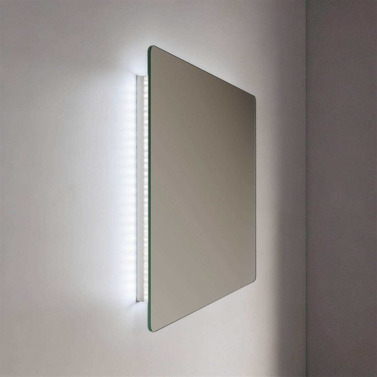 BADSPIEGEL mit Anti-Beschlag Beleuchtung Rechteckig 60/50 cm - Weiß, Glas (50/3.6/60cm) - EMKE