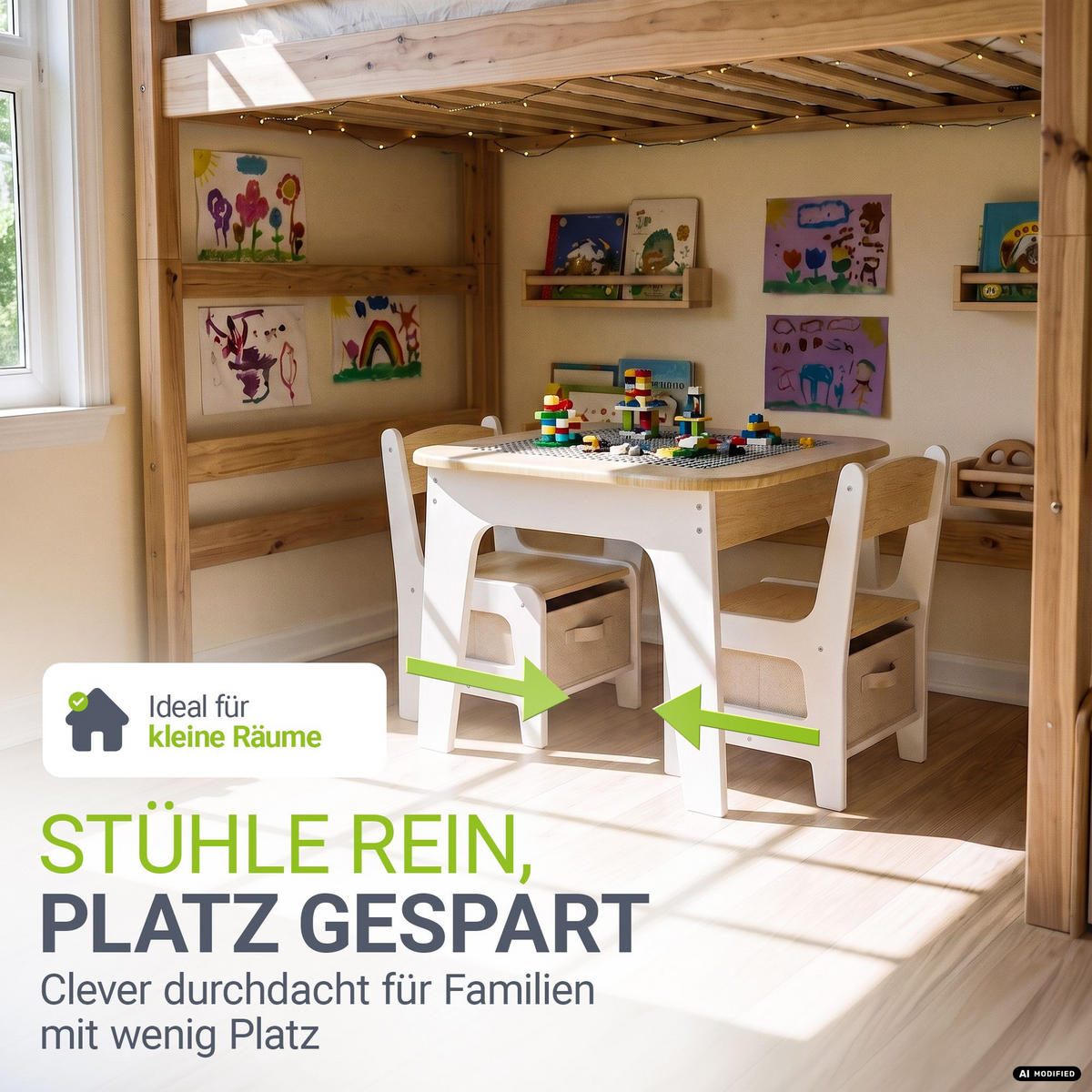 KINDERSITZGRUPPE Milou natur - Naturfarben, Holz (60/50/60cm) - Juskys