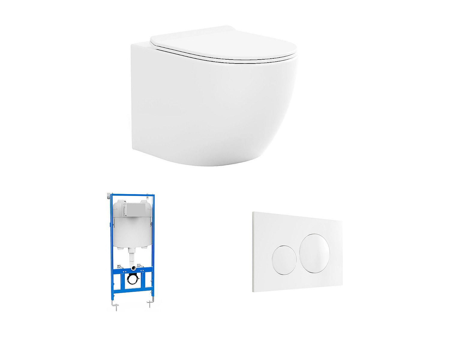 HÄNGE WC - 36 cm x 53.5 cm - keramik - weiß Javoine - Weiß, Keramik (36/36/53.5cm) - Vente-Unique