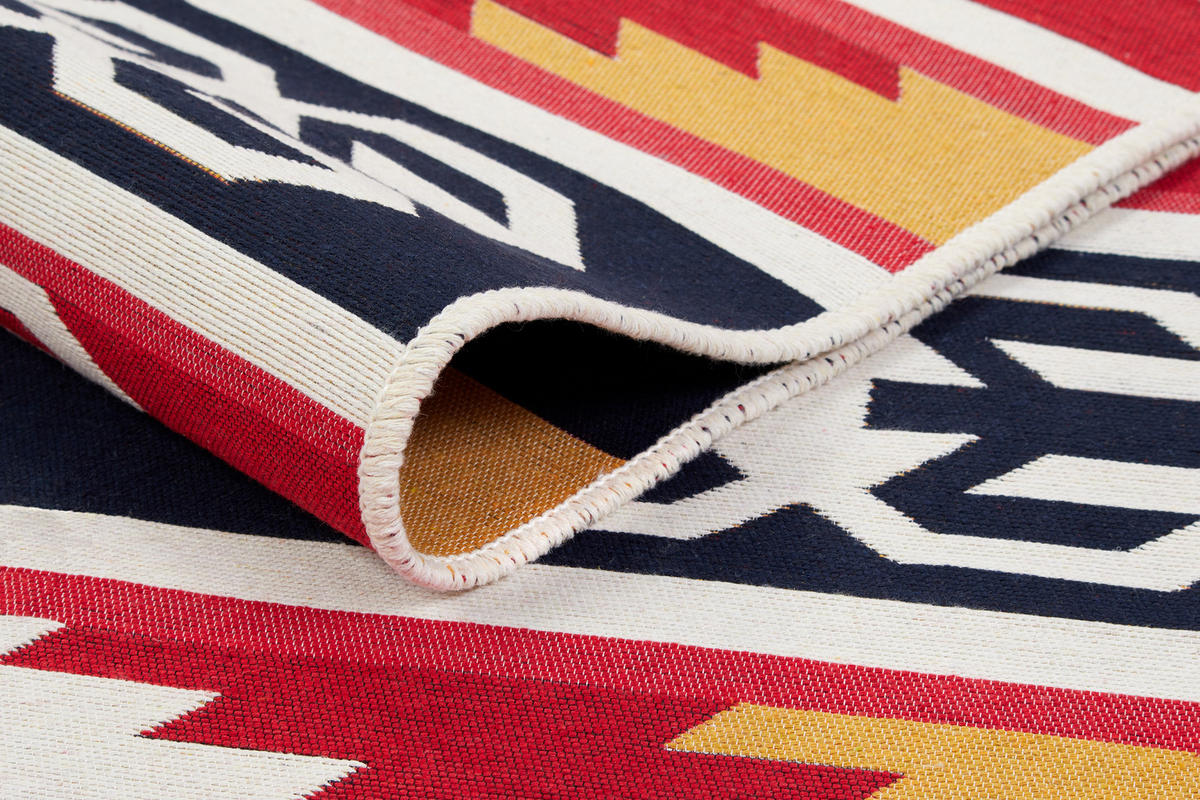 TEPPICH AZTECA Rot Gelb Grau Schwarz 80/300 cm - Gelb/Rot, Naturmaterialien (80/300cm) - Tapiso