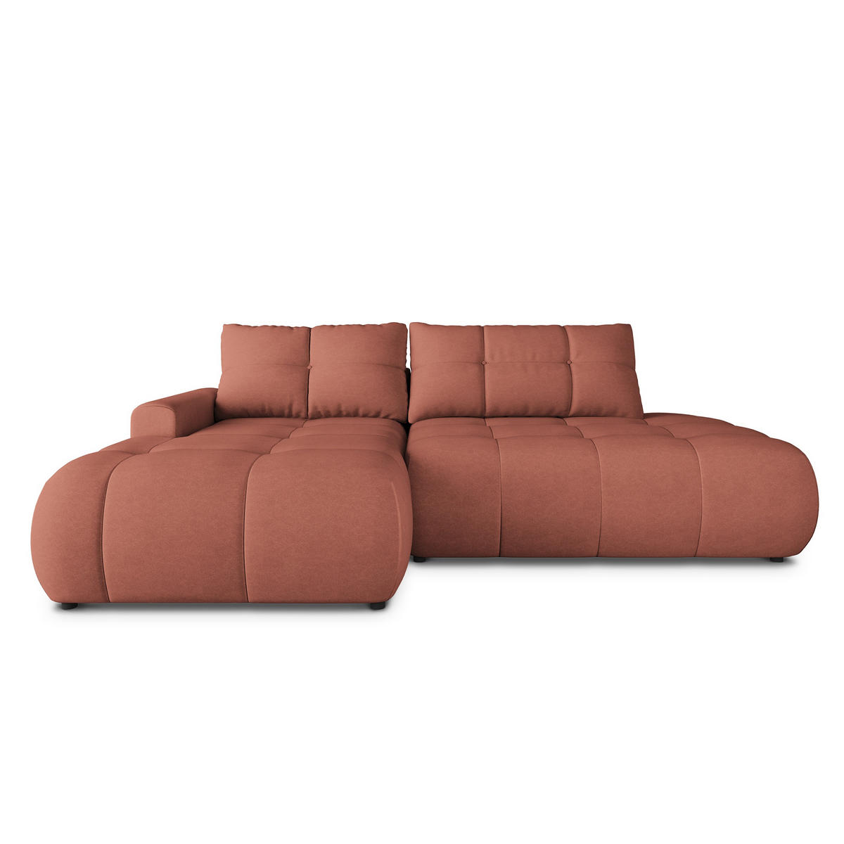 ECKSOFA FLUMA CL L-S Koralle Samtstoff mit Schlaffunktion - Koralle, Holzwerkstoff/Textil (279/158cm) - MASSENO