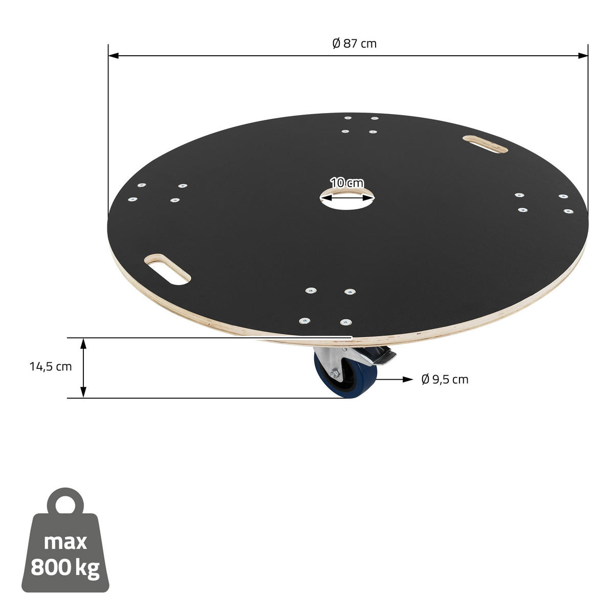 TRANSPORTROLLER 2er Set rund Ø87x14,5 cm Tragkraft 800kg - Grau, Holzwerkstoff (87/87/14.5cm) - ECD-Germany