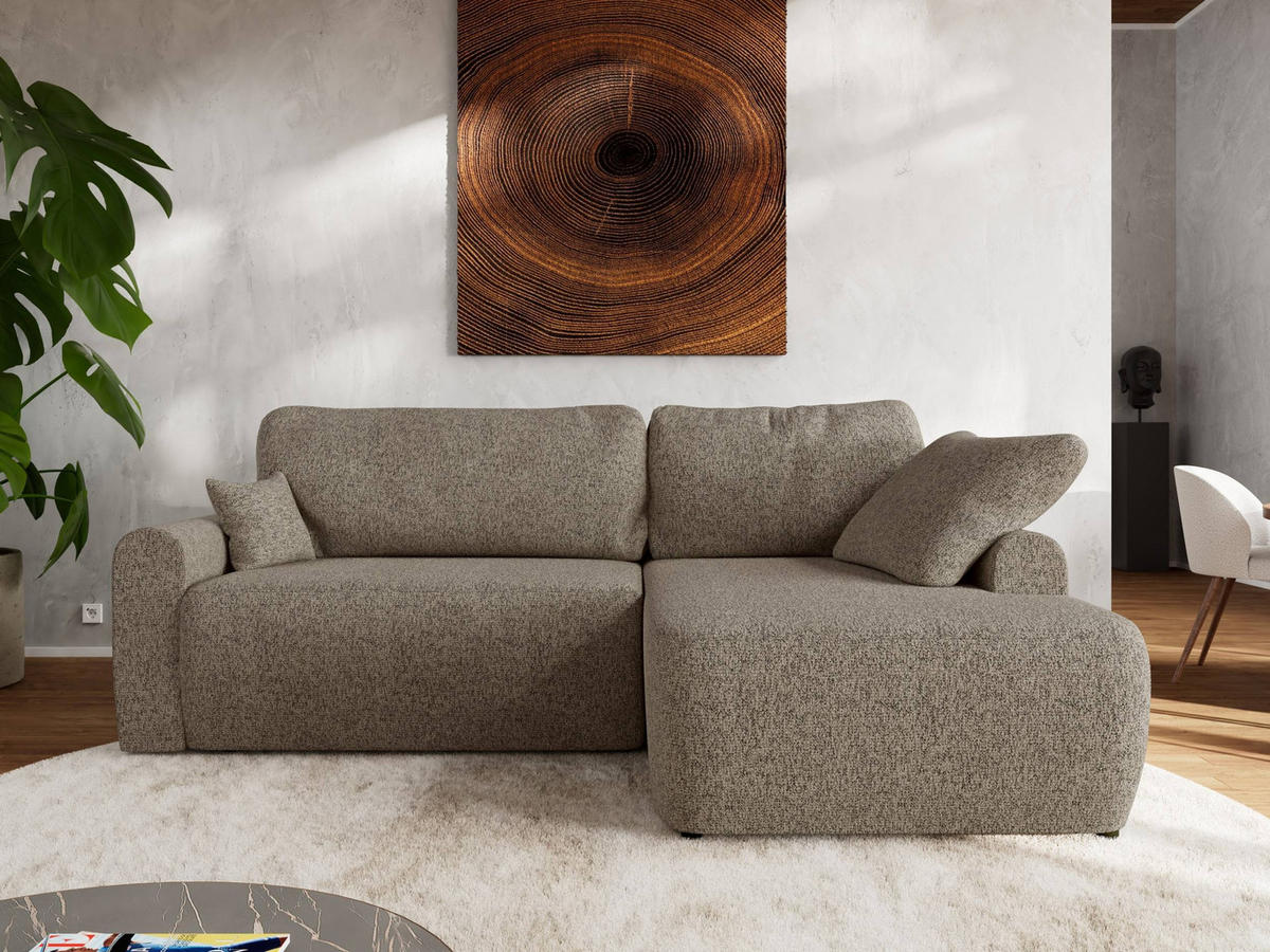 ECKSCHLAFSOFA CUBO L Dunkelbeige Struktur - rechts - Beige/Schwarz, Kunststoff/Textil (187/273cm) - MKS
