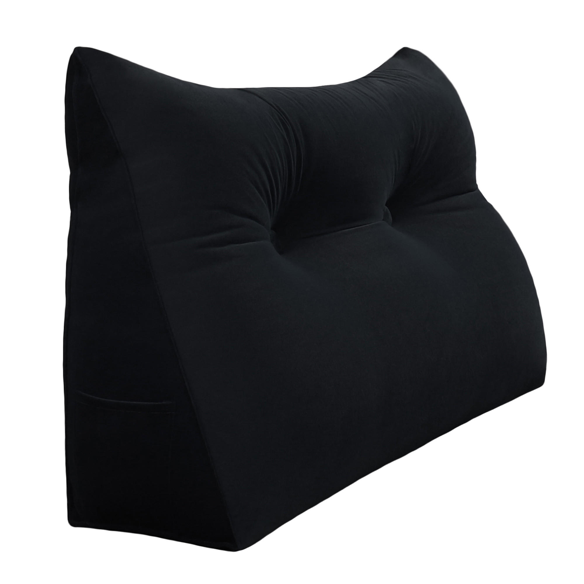 LESEKISSEN für Bett Samt Schwarz 60 cm - Schwarz, Textil (50/60cm) - Vercart