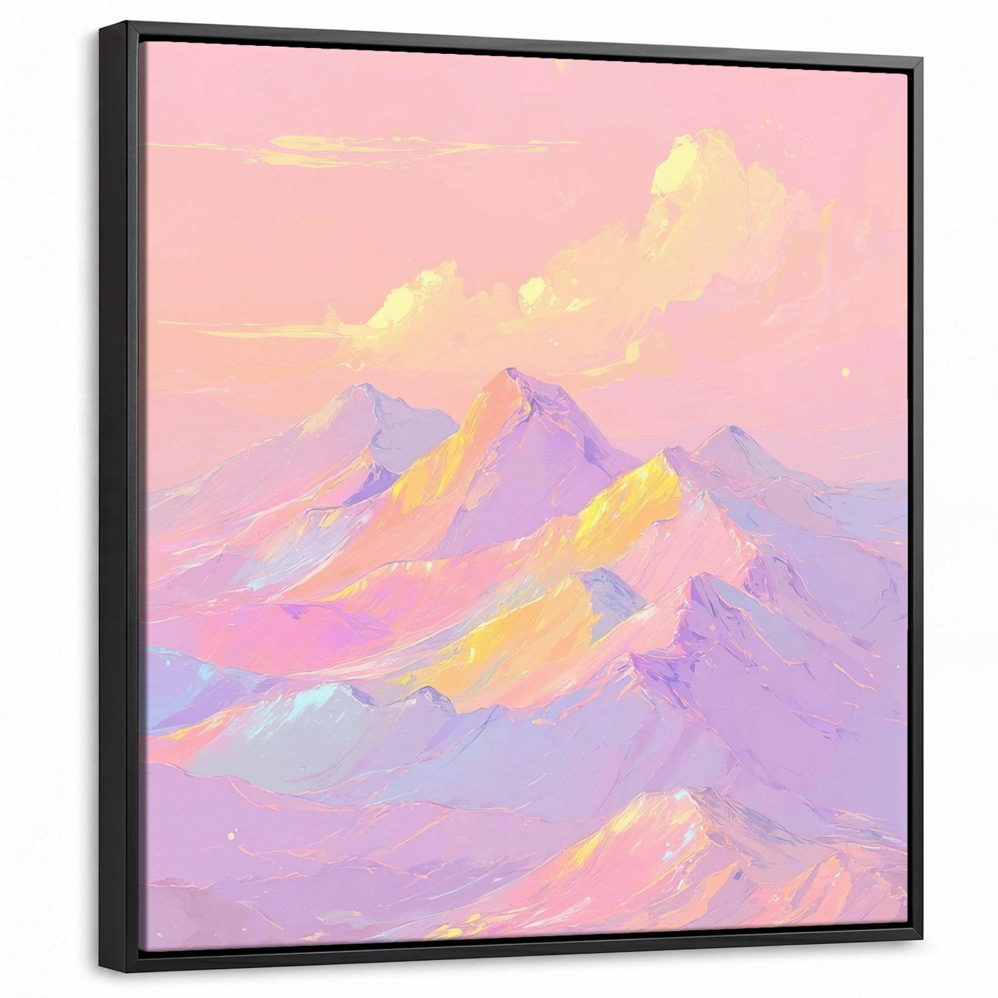 LEINWAND Bilder mit Rahmen - Berggipfel - Wolken - Verträumt - 50x50 - Hellrosa, Textil (50/50cm) - OnlyWow